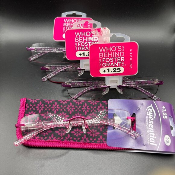 Foster Grant 3 Readers +1.25 New Purple Glasses &‎ Eye Essentials  +1.25 - NEW - Picture 2 of 6